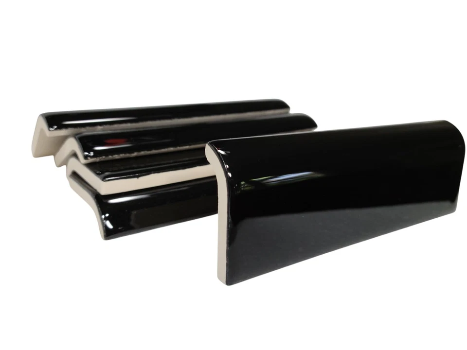 Azulejo de cerámica negro 2 x 6 pulgadas Bullnose tapa de barro borde de ajuste 2 x 6 pulgadas caja de tapa de barro 5... Foto 1 de 4