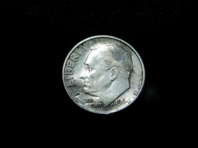 1964 10c Roosevelt Silver Dime with Reverse Lamination Error - Image 1 of 4