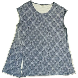 Avenue schulterfreie ärmellose lockere Tunika Damen 18/20 grau & blau Jakobsmuscheln - Bild 1 von 7