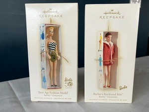 Hallmark Barbie Teen Age Fashion & Boyfriend Ken Ornaments 50th Anniversary *New - Picture 1 of 18