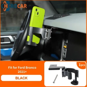 Black Inner Front Phone Bracket Dash Cup Holder Mount for Bronco 2021+ Interior - Picture 1 of 7