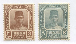 Malaya Trengannu 1938 3 cents and 8 cents mint o.g. hinged - Picture 1 of 1