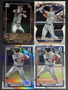 Lote de 4 tarjetas Max Clark Bowman cromadas, insertos Detroit Tigers Prospect 1st - Imagen 1 de 1