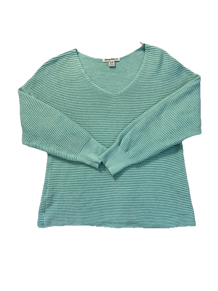Suéter Tommy Bahama Para Mujer Talla M Verde Lima Bonita Lentejuelas Otomano Cuello en V Acanalado Foto 1 de 4