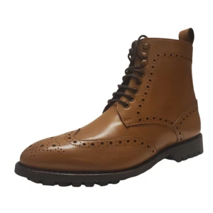 Anthony Veer Men's Grant Wingtip Leather Dress Boot Tan  Brown 7D MSRP 185 New - Picture 1 of 8