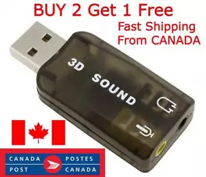 USB To 3.5mm Mic / Headphone Jack Stereo Headset Audio 3D Adapter 5.1 Sound Card - Picture 1 of 10