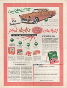 Más de $64,000 en premios nuevo concurso de detergentes Dreft rosa anuncio Ford Thunderbird 1956 - Imagen 1 de 1