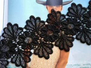 Retro Black Venice Lace Trim Double Scalloped Trim Ribbon DIY 3.93" Wide 2 Yards - Picture 1 of 4