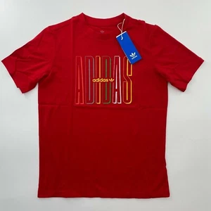 Adidas Originals Boy's Short Sleeve Graphic Logo T-Shirt Scarlet Red sz S/9-10 - Picture 1 of 4