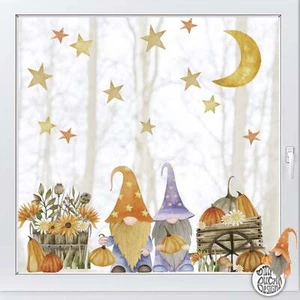 Dizzy Duck Autumn Gnome Halloween Window Stickers - Fall Gonk Window Decals - Picture 1 of 7