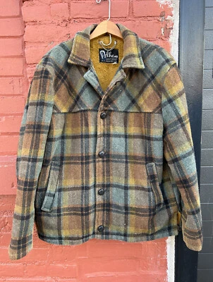 Chaqueta Abrigo Manta Pelham De Colección Para Hombre 42 Marrón A Cuadros Lana Pesada Gruesa Foto 1 de 4