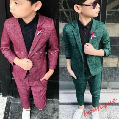 Niños Niños 2 PIEZAS Traje Un Botón Delantero Blazer Pantalones Boda Trajes Formales Trajes Foto 1 de 4