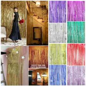 2.5M Foil Fringe Tinsel Shimmer Curtain Birthday Party Wedding Photo Background - Picture 1 of 19