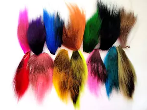 Bucktail Patches - 24 Farben - 3-4 Zoll Haare - Fliegenbindematerial - Jig - NEU! - Bild 1 von 63
