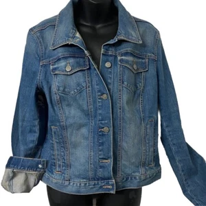 Loft Jacke Damen LG Washed Denim Biker Trucker Blau Grunge Western CowboyCore - Bild 1 von 11
