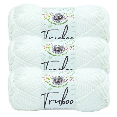 (3 Pack) Lion Brand Yarn 837-100 Truboo Yarn, White - Image 1 of 4