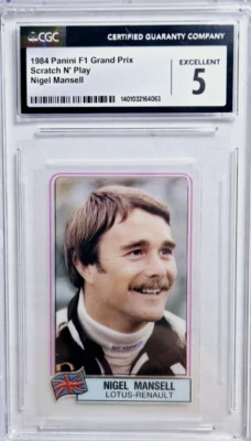 1984 Panini F1 Grand Prix Scratch N' Play Nigel Mansell Rookie Card RC CGC 5 EX - Image 1 of 2