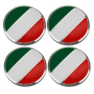 4pc 56mm Italy Italian Flag Car Wheel Center Caps Emblems Badges Stickers Decals