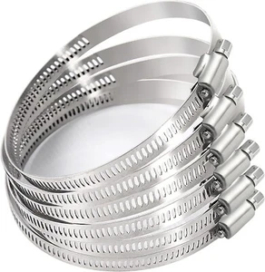 Hose Clamp 3inch Adjustable Stainless Steel Duct Pipe Clamps 6 Pack Worm Gear - Picture 1 of 7
