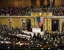 1917 Woodrow Wilson Congress Before WWI Vintage Photograph 8.5" x 11" Reprint