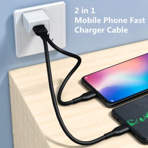 2 in 1 Type C Micro USB Cable Mobile Phone Fast Charger Cable Micro US_sh - Photo 1 sur 12