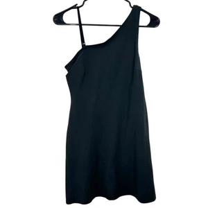 Mini Vestido Abercrombie & Fitch Negro Un Hombro Pantalones Cortos Incorporados Talla SP - Imagen 1 de 10