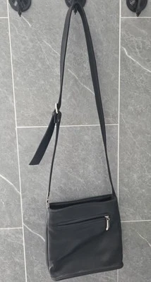 Liz Claiborne Black Leather Crossbody Purse 9" L 3" W 9" H - Image 1 of 4