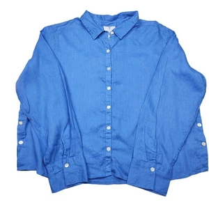 Camisa Blusa CALYPSO St Barth XL Azul Lino Abotonada Resort Tranquila Lujo - Imagen 1 de 6