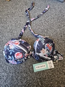 Asos Dorina Navy Floral Bikini Top Size 38 Brand New With Tags - Picture 1 of 3