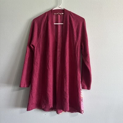 Cárdigan Patrón Suave Envolventes Rosa Paisley Frente Abierto Talla M Foto 1 de 4