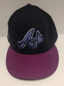 New Era 59Fifty Atlanta Braves 30th Season Black/Purple Bill Fitted Hat 7 1/8 - Picture 1 of 4