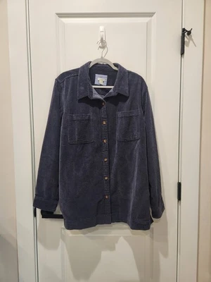 Camisa para mujer LL Bean gruesa de pana con botones azul marino talla 2X bolsillos de manga larga Foto 1 de 4