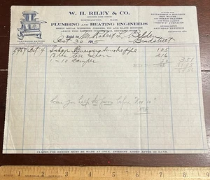 1915 Billhead W.H. Riley & Co. Plumbing Heating Engineers, Glenwood Ranges - Picture 1 of 4