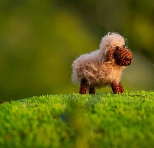 Miniature Crochet Sheep – Handmade Tiny Brown Amigurumi Farm Animal Collectible - Picture 1 of 2