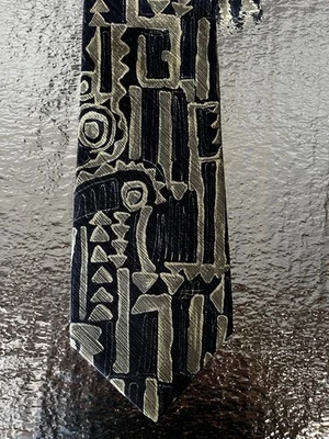 "Corbata Oleg Cassini azul azteca azul vintage de seda 4"" de ancho 57""" Foto 1 de 4