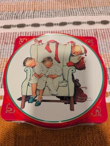 Vintage Norman Rockwell Snickers Edición Limitada Navidad Lata 1995 Papá Noel - Imagen 1 de 2