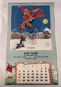 Vintage Jawson Wood 1960er Werbekalender "Ace Tank & Welding Co." Seattle Wa - Bild 1 von 11