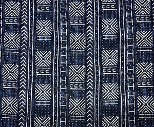 GENEVIEVE GORDER MALI SCHLAMMTUCH INDIGO GEO MULTIUSE LEINENSTOFF VON YARD 54"W - Bild 1 von 6