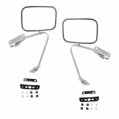 New Set Of 2 Manual Mirror Non-Heated Fits 1987-91 Ford Bronco Stainless Chrome - Imagem 1 de 3