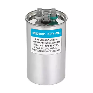45/5 440V CBB65B AC Capacitor - 45+5 Uf ±5% MFD 370/440 Volt Dual Run round Capa - Picture 1 of 12