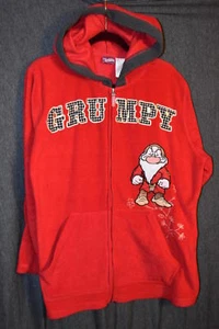 Disney Grumpy Women's 2XL Hoodie Full Zip Red Fleece Plus Size XXL Jacket - Picture 1 of 5