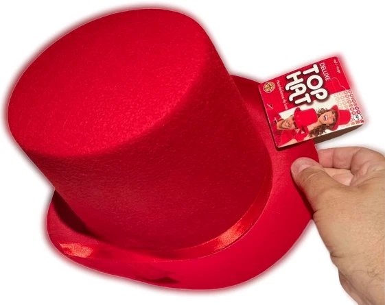SOMBRERO DE COPA ROJO de lujo mudo mago payaso utilería disfraz gorra formal Navidad Foto 1 de 4