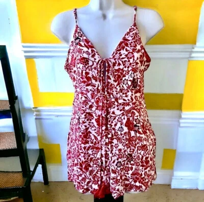 Honey Belle ROMPER Spaghetti Strap Lined Tassels Womens Medium  - Image 1 of 4