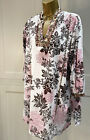 Dash - Pink White Black Floral Print Cotton Embellished Long Line Tunic Top Uk20