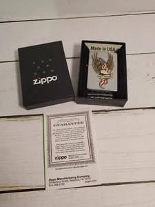 ZIPPO 2007 HARLEY DAVIDSON AMERICANA FLAG EAGLE LIGHTER UNFIRED UNSTRUCK w/ BOX - Picture 1 of 11