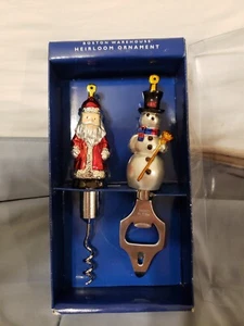 Boston Warehouse Heirloom Ornament Santa Claus Corkscrew And Snowman Opener - Picture 1 of 5