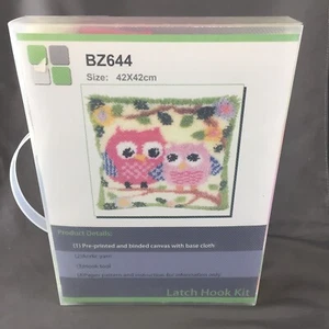 Beyond Your Thoughts DIY Latch Hook Kit Throw Pillow Cover Cute Owls/Bugs - NEW - Picture 1 of 5