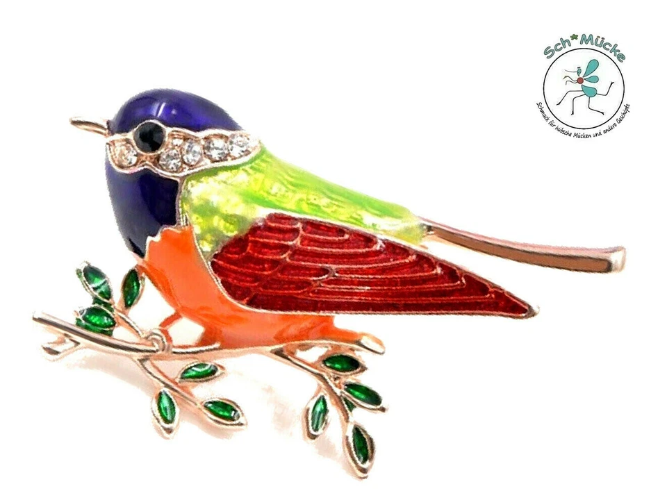 Brosche Vogel Strasssteine Frühling Talisman Glücksbringer Geschenkidee Rarität - Bild 1 von 1