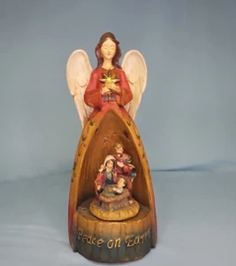 Caja de música Angel Nativity Estrella de Belén Tiburón giratorio The Herald Angels Sing - Imagen 1 de 8