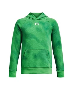 Under Armour UA Rival Fleece Printed Hoodie Big Boys YXL Green Screen Pullover - Picture 1 of 16